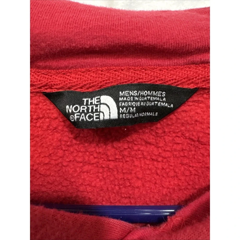 North Face Mens Hoodie size Medium  Fleece Logo Spell Out Pull0ver Red 61661